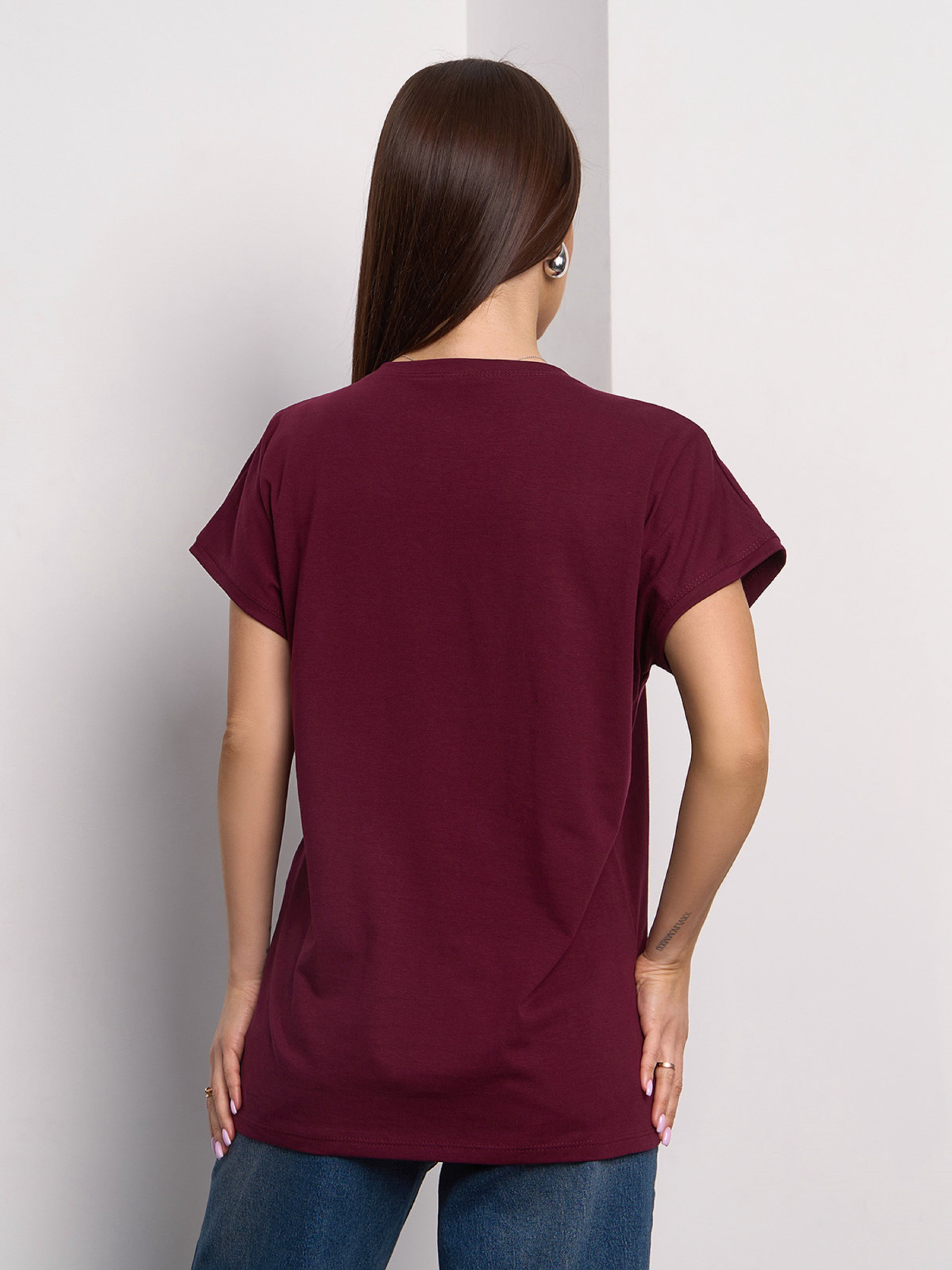 Футболка ISSA Plus модель 15097_темно_бордовый Футболка ISSA Plus модель 15097_темно_бордовый Фото