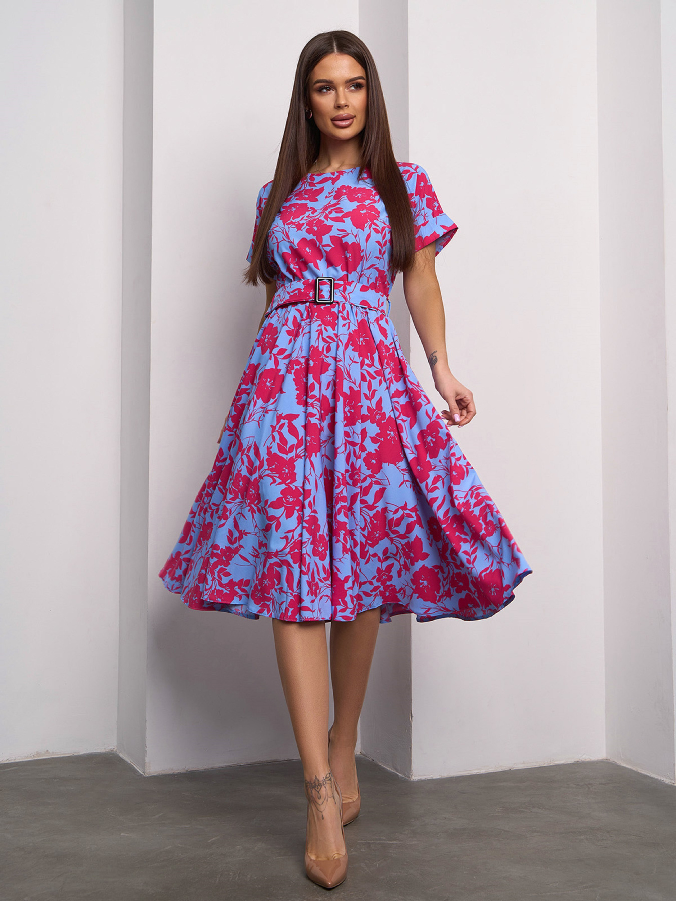 Платье миди ISSA Plus модель 15098_голубой Фото