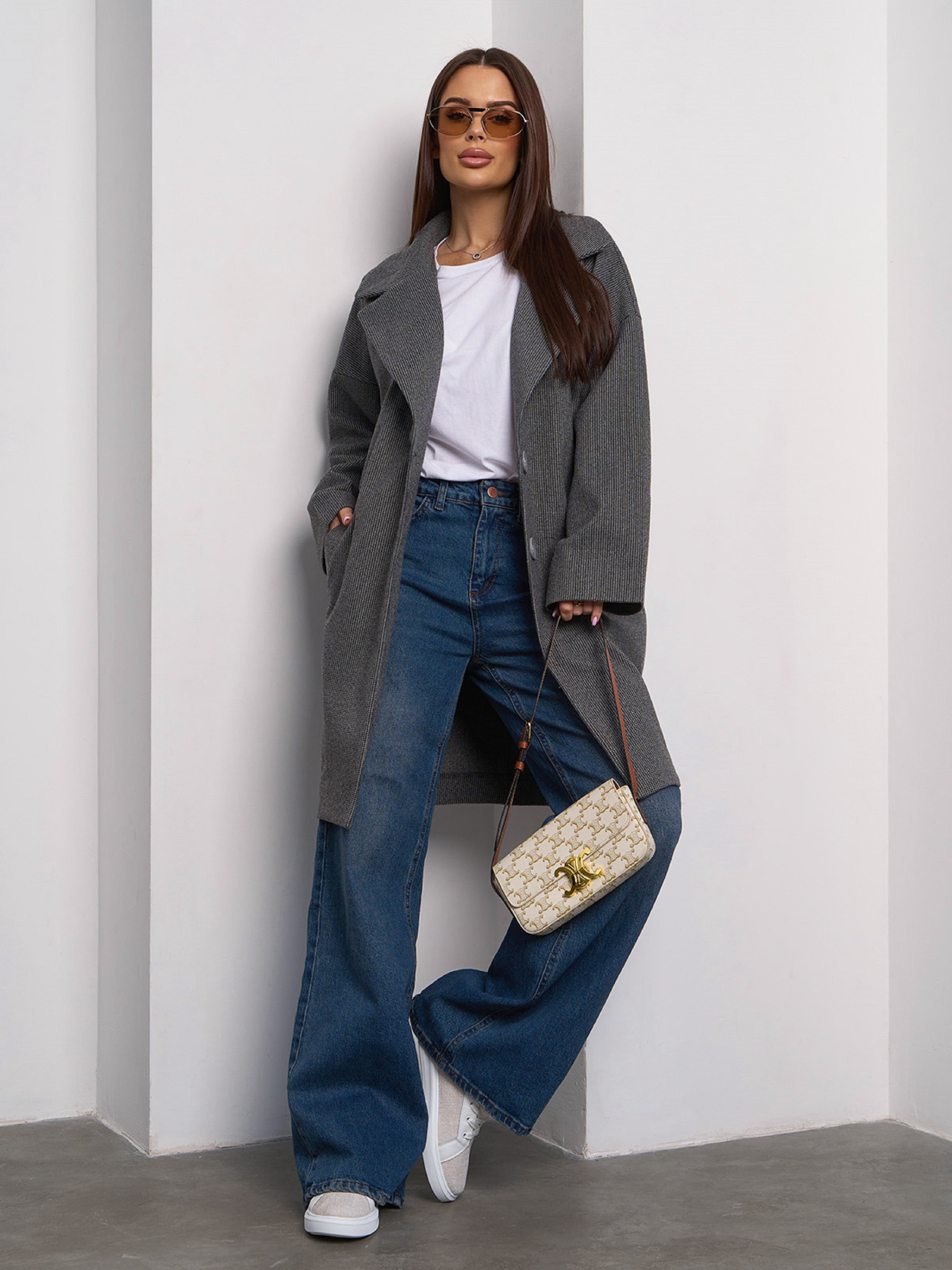 Пальто ISSA Plus модель 15103_серый Фото