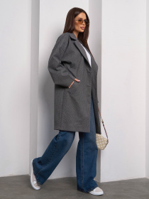 Пальто ISSA Plus модель 15103_серый Пальто ISSA Plus модель 15103_серый Фото