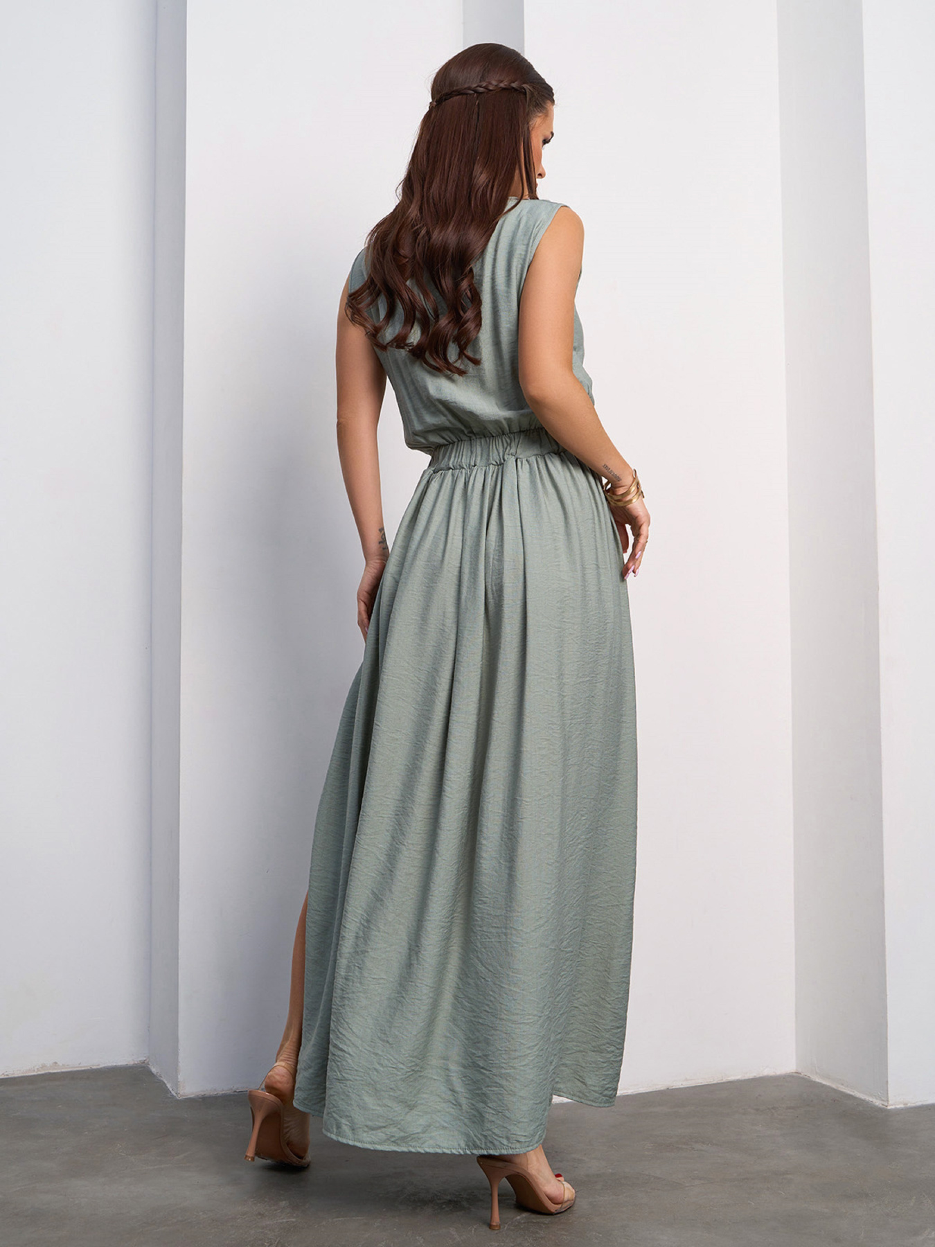 Сарафан ISSA Plus модель 14063A_оливковый Фото