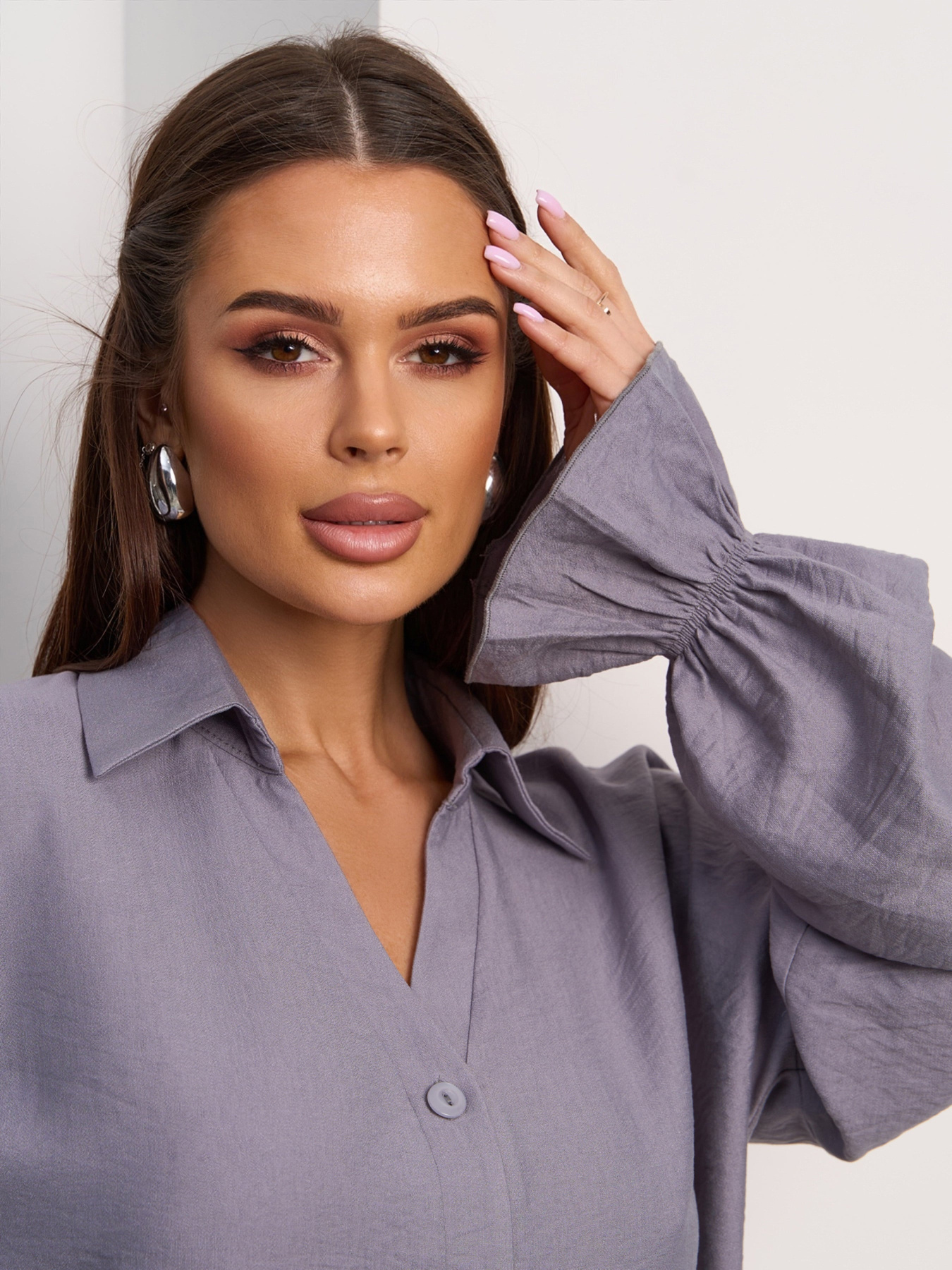 Сорочка ISSA Plus модель SA-609_серый Фото