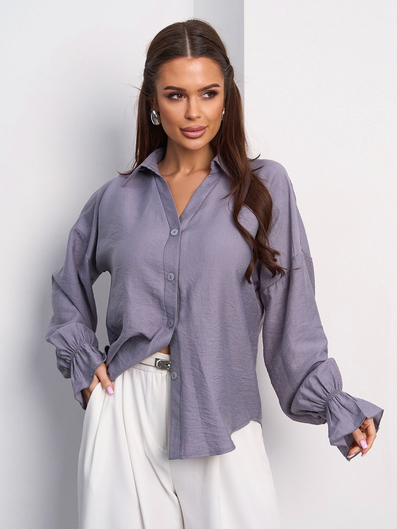 Сорочка ISSA Plus модель SA-609_серый Фото