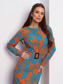 Сукня міді ISSA Plus модель 15112_мультиколор Фото