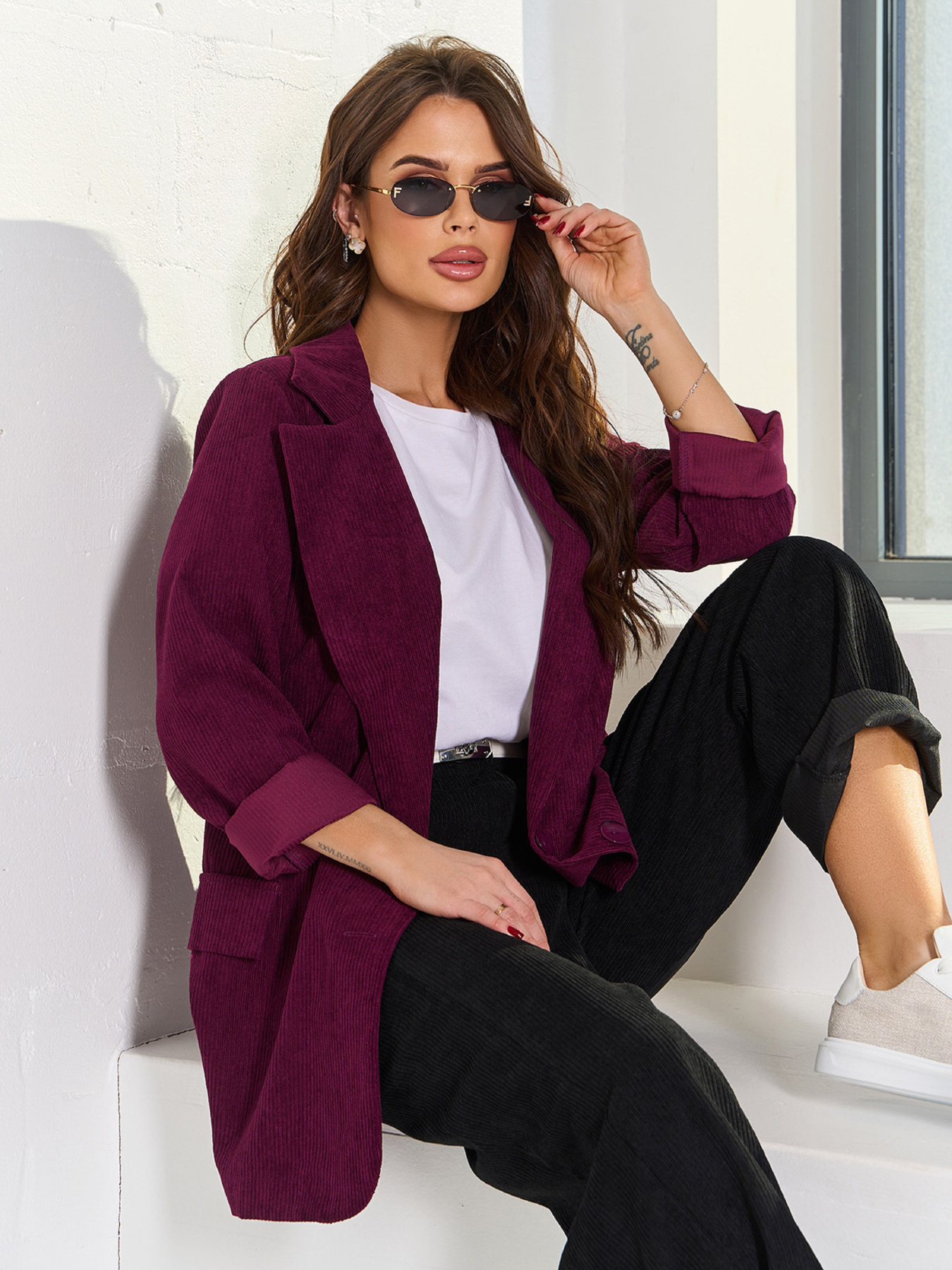 Пиджак ISSA Plus модель 15130_темно_бордовый Фото