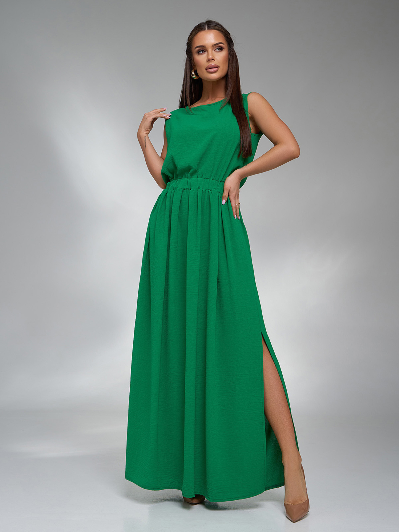 Платье макси ISSA Plus модель 14063_зеленый Фото