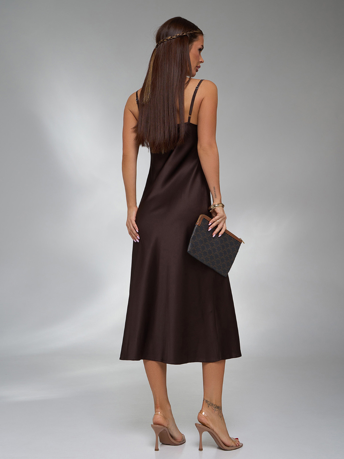Сукня міді ISSA Plus модель 13882_темно_коричневый Фото