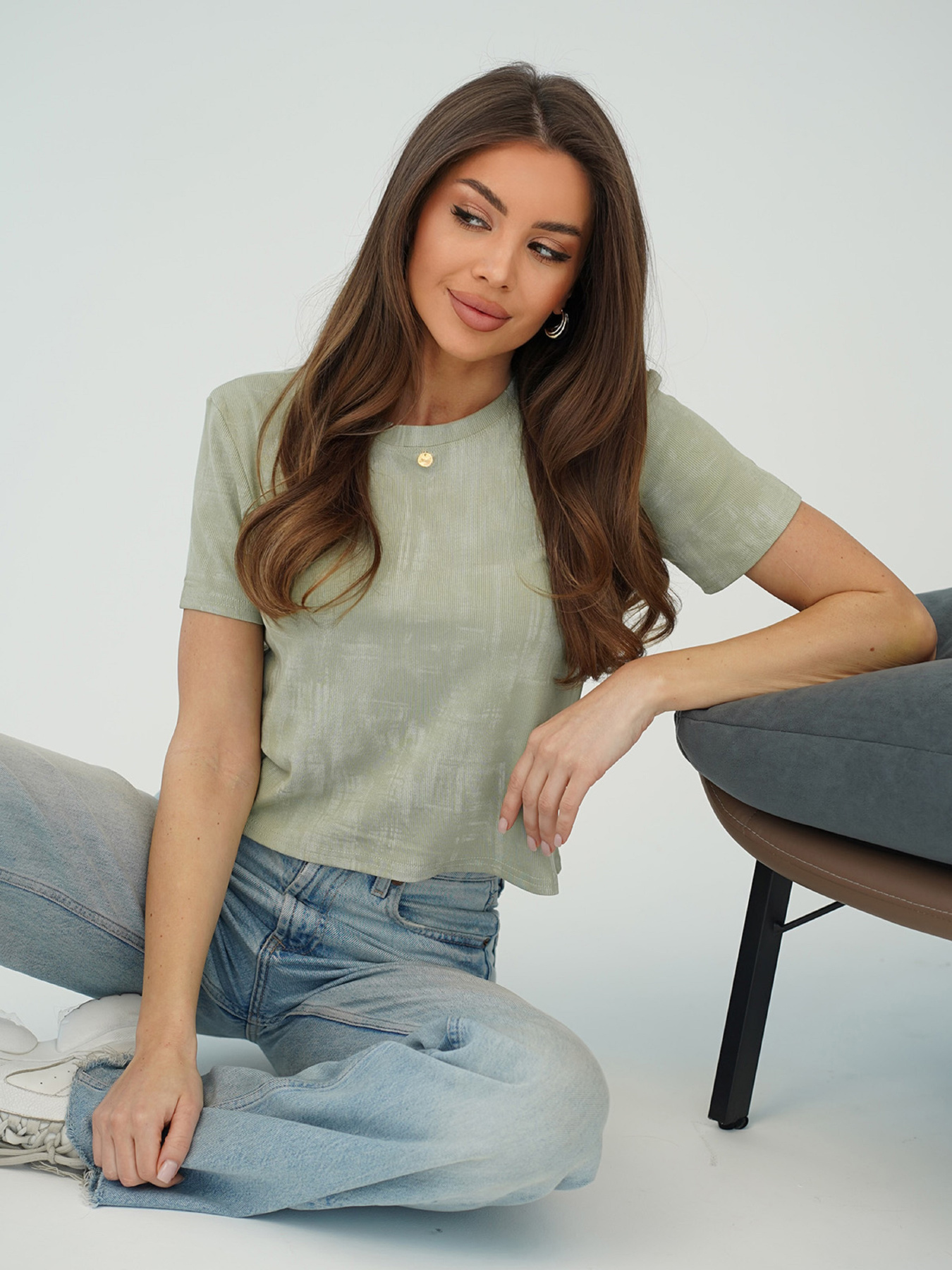 Футболка ISSA Plus модель WN20-711_хаки Футболка ISSA Plus модель WN20-711_хаки Фото