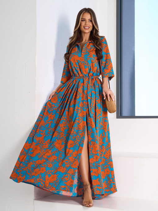 Платье макси ISSA Plus модель 15095_бирюзовый Фото