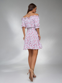 Платье мини ISSA Plus модель SA-608_белый_розовый Фото