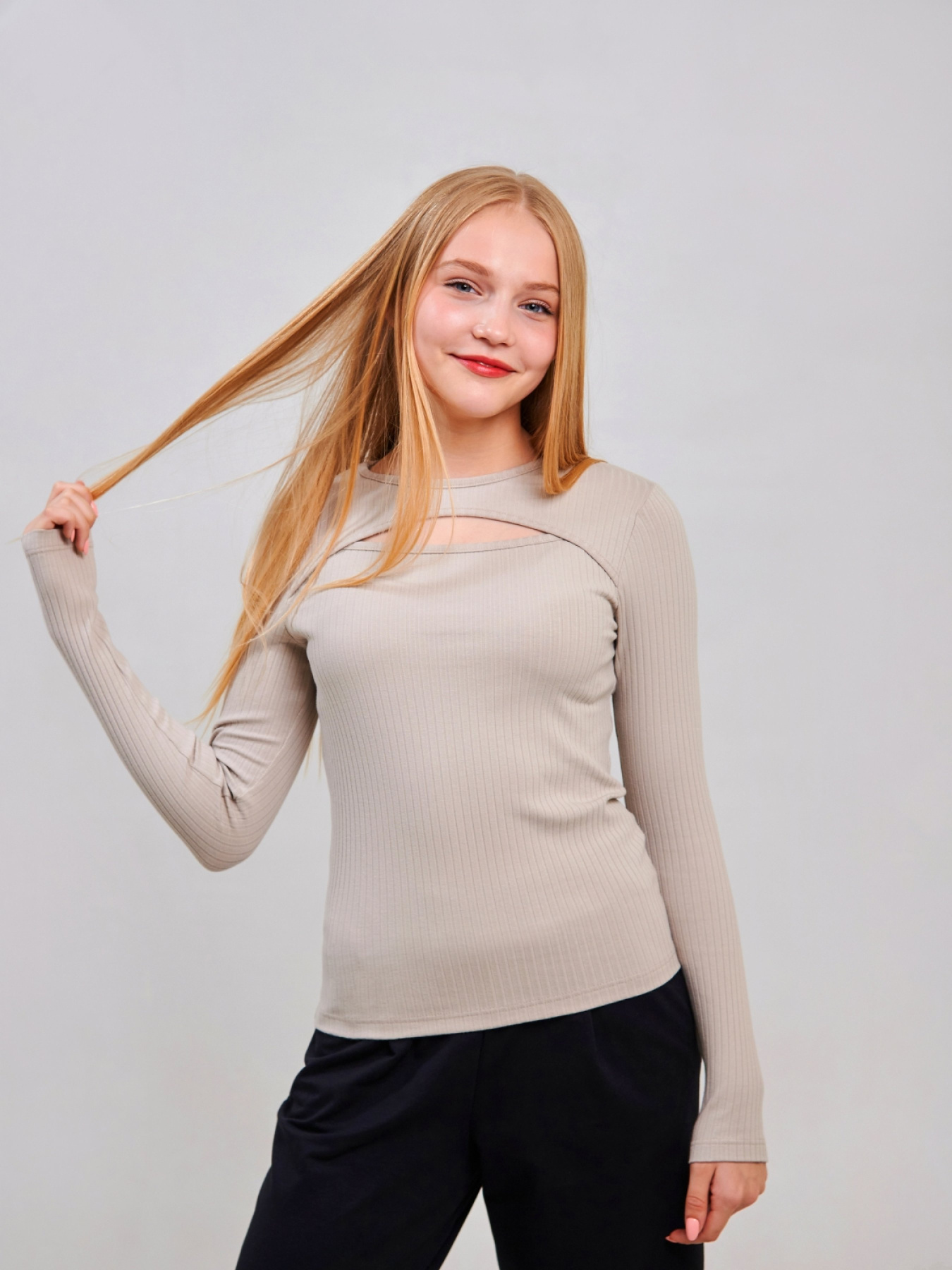 Лонгслив SMIL модель smil_114976-sero-bezevyj Фото