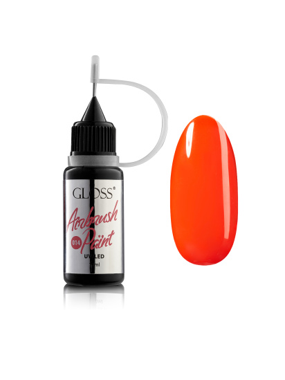 Фарба для аерографа GLOSS Airbrush Paint 014, помаранчевий неоновий модель 4823271408155 - фото