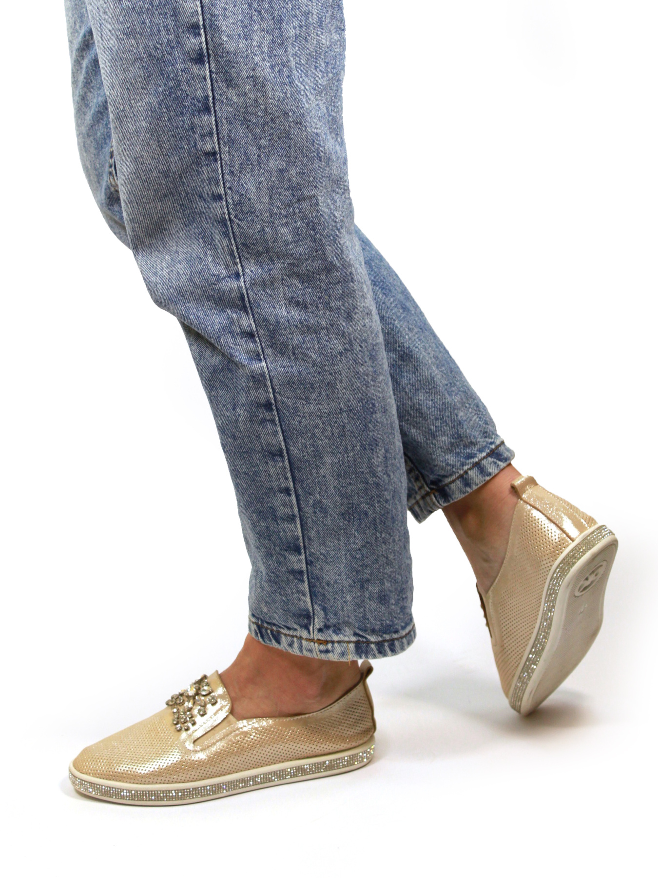 Слипоны It-girl модель PY-182-5B-V-gold Фото