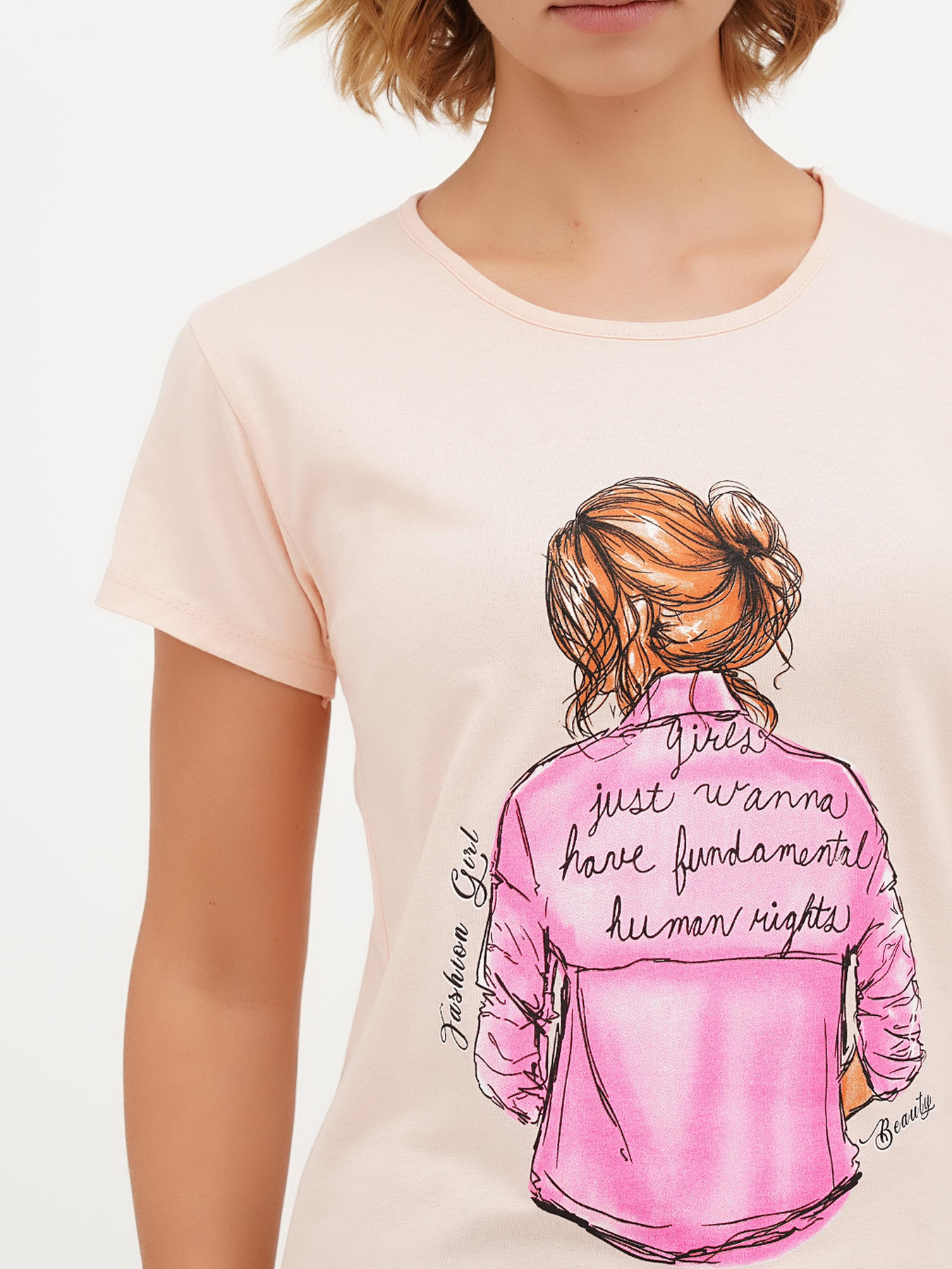 Футболка London Look модель 202-LL-10580_Пудра Фото