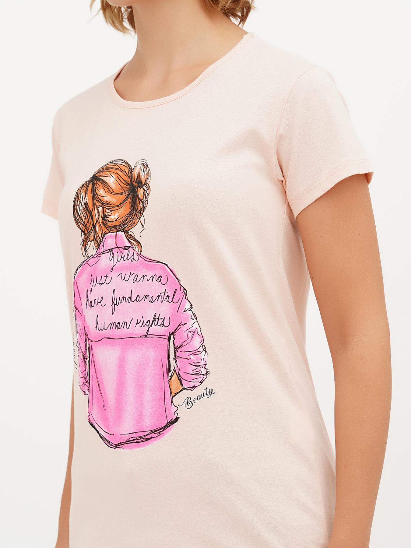 Футболка London Look модель 202-LL-10580_Пудра Фото