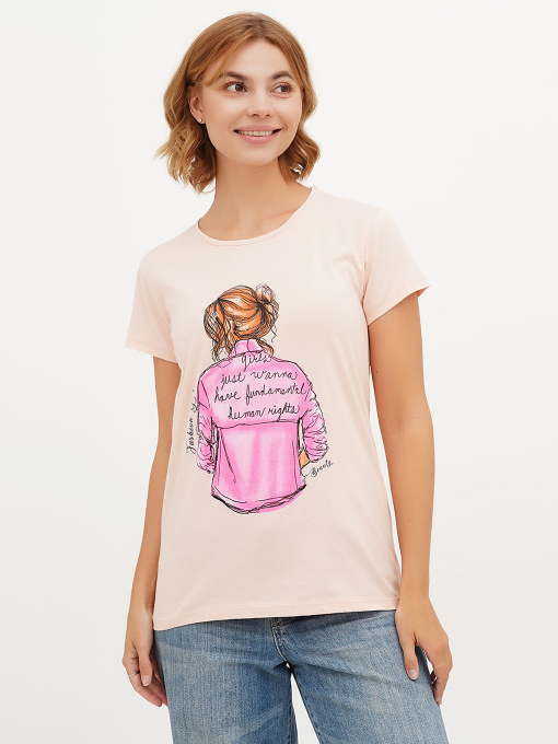 Футболка London Look модель 202-LL-10580_Пудра Фото