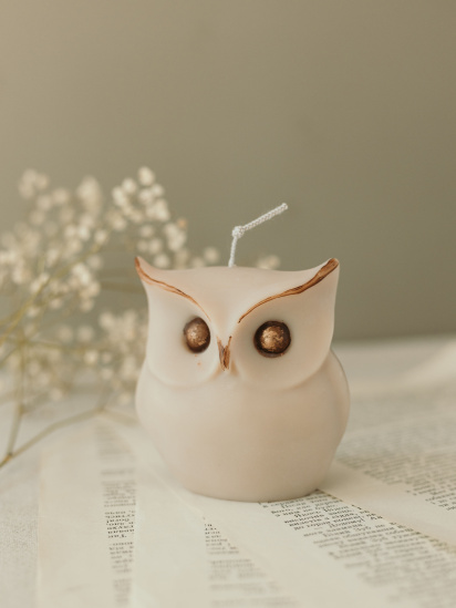 Candle Design ­Ароматична свічка "Сова", аромат "Дубовий мох і амбра", з натурального оливкового воску модель 140.2001 — фото 3 - INTERTOP
