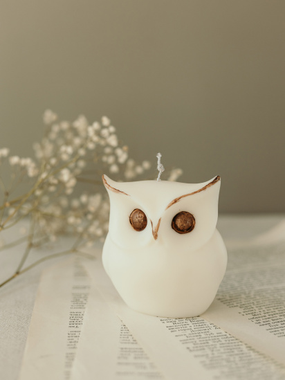 Candle Design ­Ароматична свічка "Сова", аромат "Дубовий мох і амбра", з натурального оливкового воску модель 140.2001 - фото