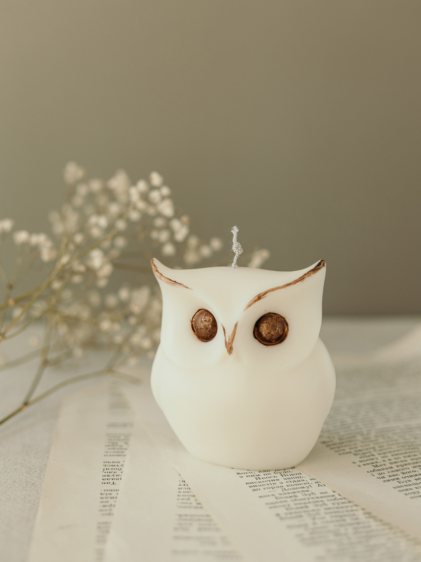 Ароматична свічка "Сова", аромат "Дубовий мох і амбра", з натурального оливкового воску Candle Design модель 140.2001 Фото