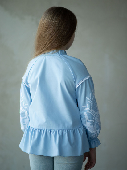 Вишиванка для дівчаток блакитна модель 137-22-00blue — фото 4 - INTERTOP