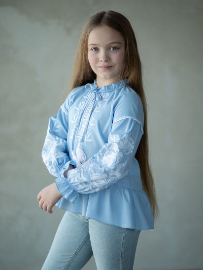 Вишиванка для дівчаток блакитна модель 137-22-00blue - фото