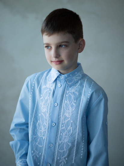 Вишиванка для хлопчиків блакитна модель 140-22-00blue — фото 3 - INTERTOP