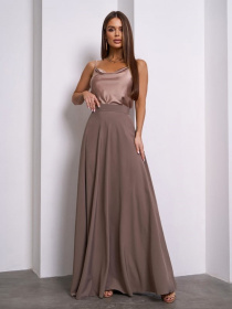 Юбка макси ISSA Plus модель 14128A_коричневый Фото