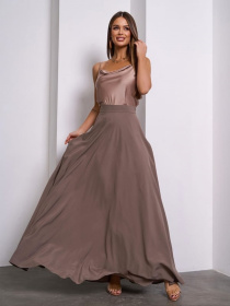 Юбка макси ISSA Plus модель 14128A_коричневый Фото