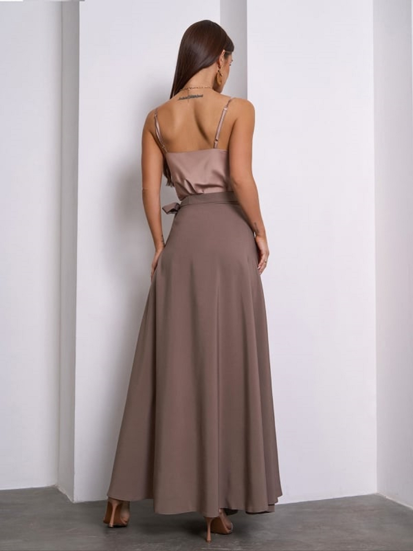 Спідниця максі ISSA Plus модель 14769A_коричневый Фото