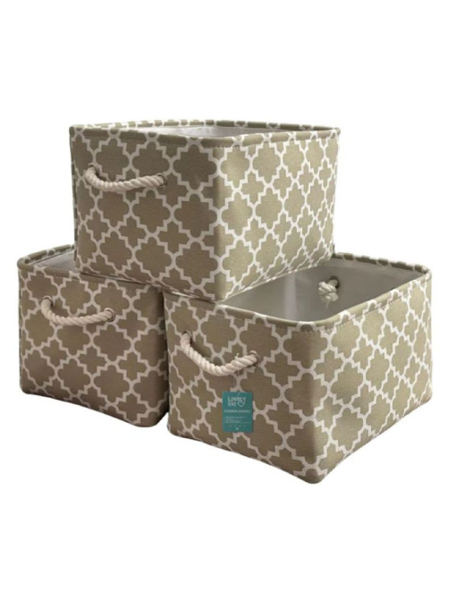 Корзини Органайзеры 3 шт: для зберігання іграшок, білизни, одягу, косметики, книжок, упорядкування домашньої шафи - Бежевий Lovely Svi  модель 6901012201257 Фото