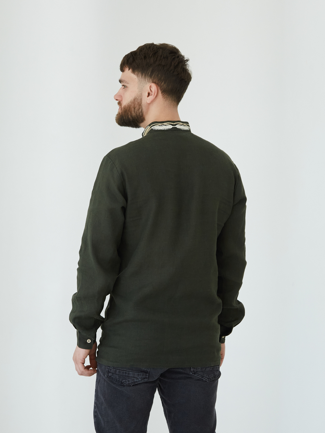 Вышитая рубашка Едельвіка модель 93-24-00khaki Фото