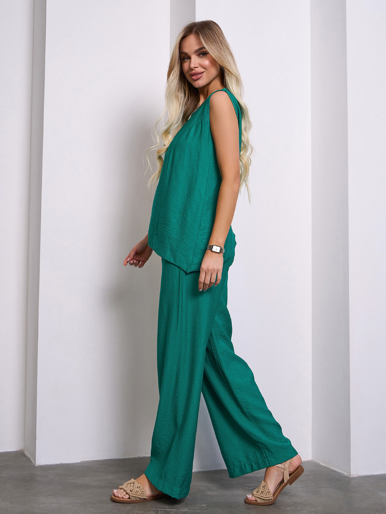 Повседневный костюм ISSA Plus модель 15113_зеленый Повседневный костюм ISSA Plus модель 15113_зеленый Фото