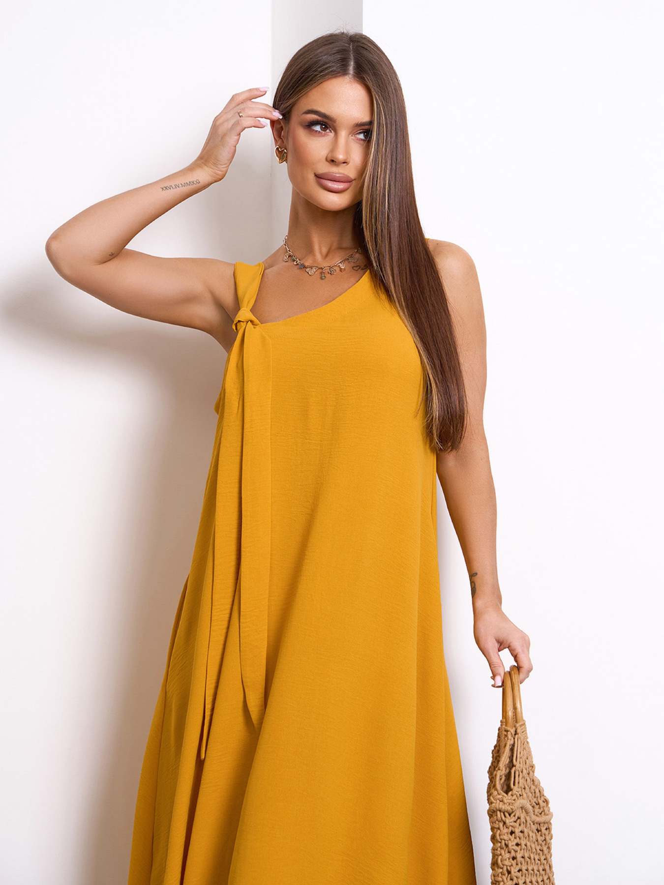 Сарафан ISSA Plus модель 14123_горчичный Фото