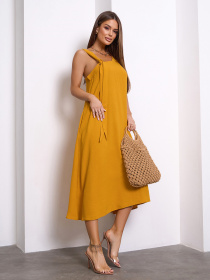 Сарафан ISSA Plus модель 14123_горчичный Фото
