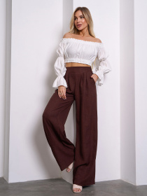 Брюки палаццо ISSA Plus модель 14455_темно-коричневый Фото