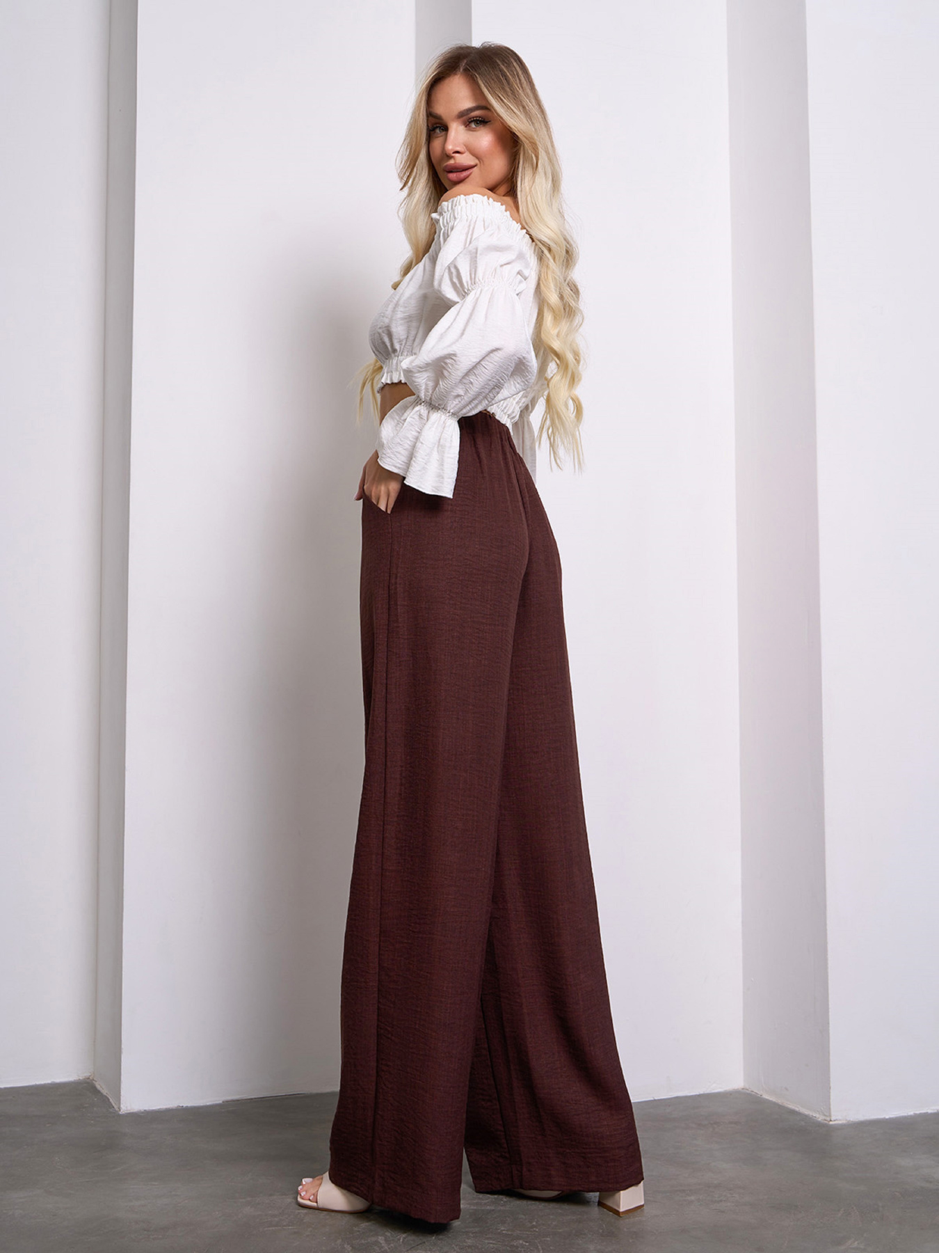 Палаццо ISSA Plus модель 14455_темно-коричневый Палаццо ISSA Plus модель 14455_темно-коричневый Фото