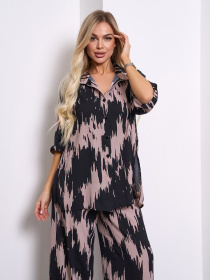 Повседневный костюм ISSA Plus модель 15152_коричневый Повседневный костюм ISSA Plus модель 15152_коричневый Фото