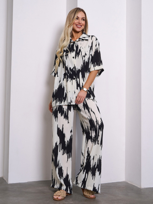 Повседневный костюм ISSA Plus модель 15152_молочный Фото