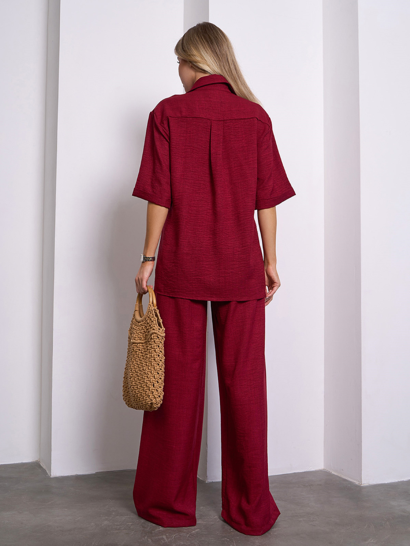 Повсякденний костюм ISSA Plus модель 15154_бордовый Фото