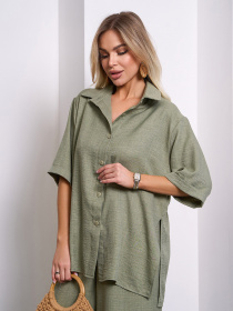 Повседневный костюм ISSA Plus модель 15154_оливковый Повседневный костюм ISSA Plus модель 15154_оливковый Фото