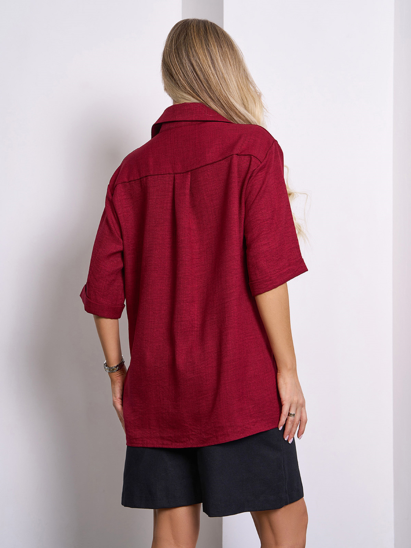 Рубашка ISSA Plus модель 15155_бордовый Фото