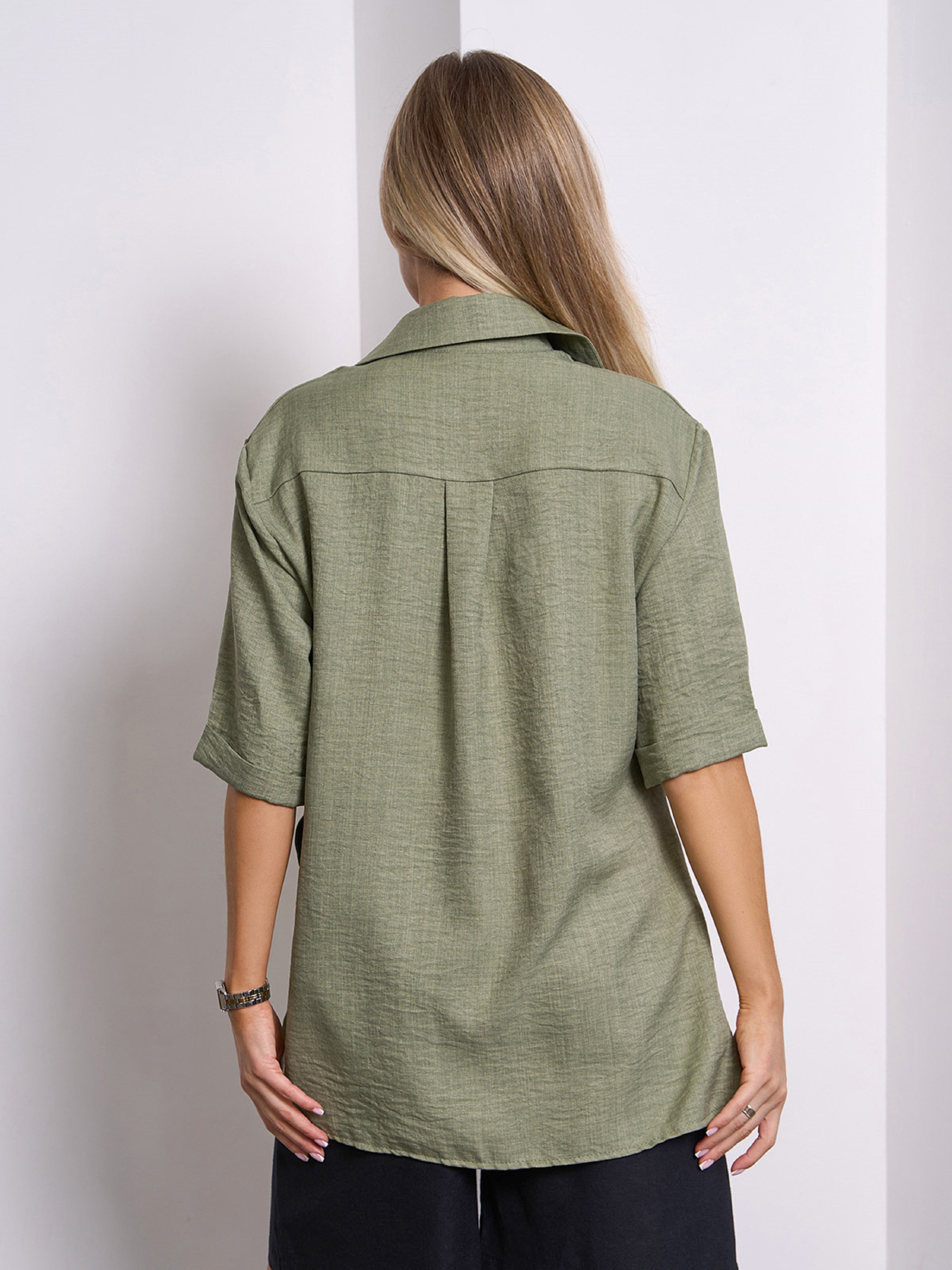 Сорочка ISSA Plus модель 15155_оливковый Фото