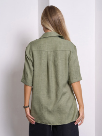 Сорочка ISSA Plus модель 15155_оливковый Фото