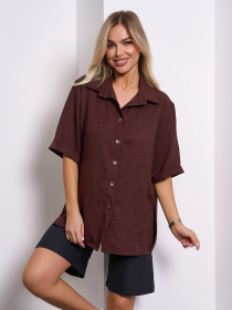 Сорочка ISSA Plus модель 15155_темно-коричневый Фото