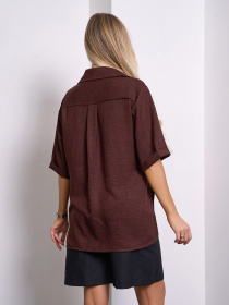 Рубашка повседневная ISSA Plus модель 15155_темно-коричневый Фото