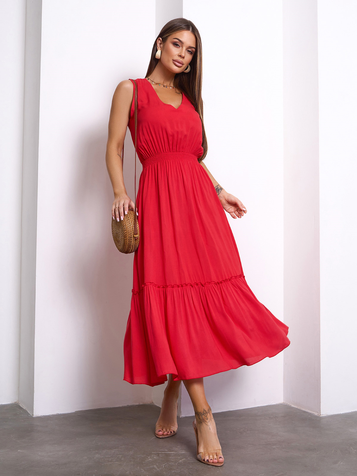 Сукня міді ISSA Plus модель 15158_красный Фото