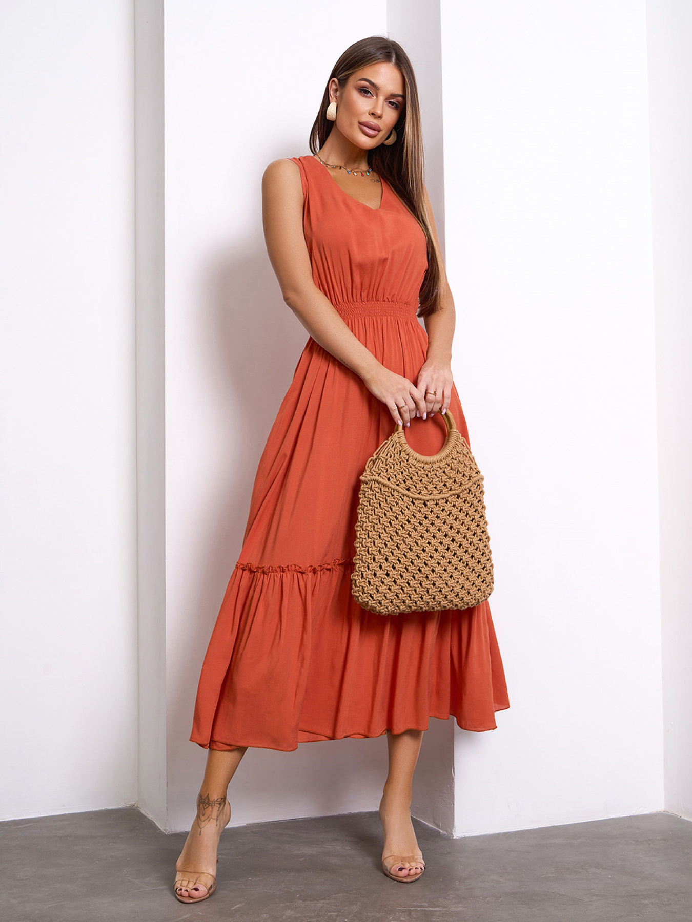 Сукня міді ISSA Plus модель 15158_терракотовый Фото