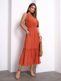 Платье миди ISSA Plus модель 15158_терракотовый Платье миди ISSA Plus модель 15158_терракотовый Фото