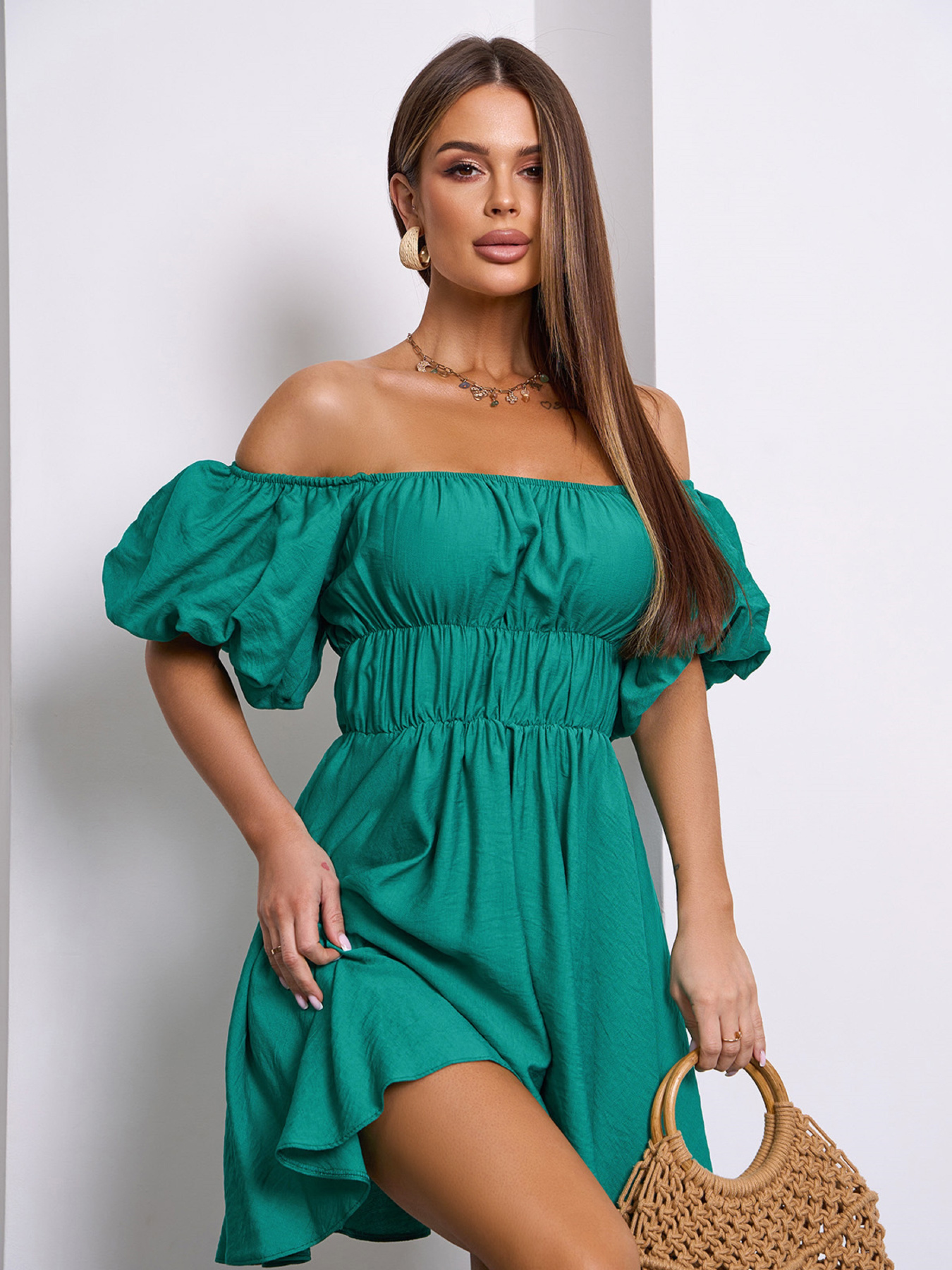 Платье мини ISSA Plus модель SA-617_зеленый Фото