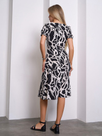 Платье миди ISSA Plus модель SA-622_черный Платье миди ISSA Plus модель SA-622_черный Фото